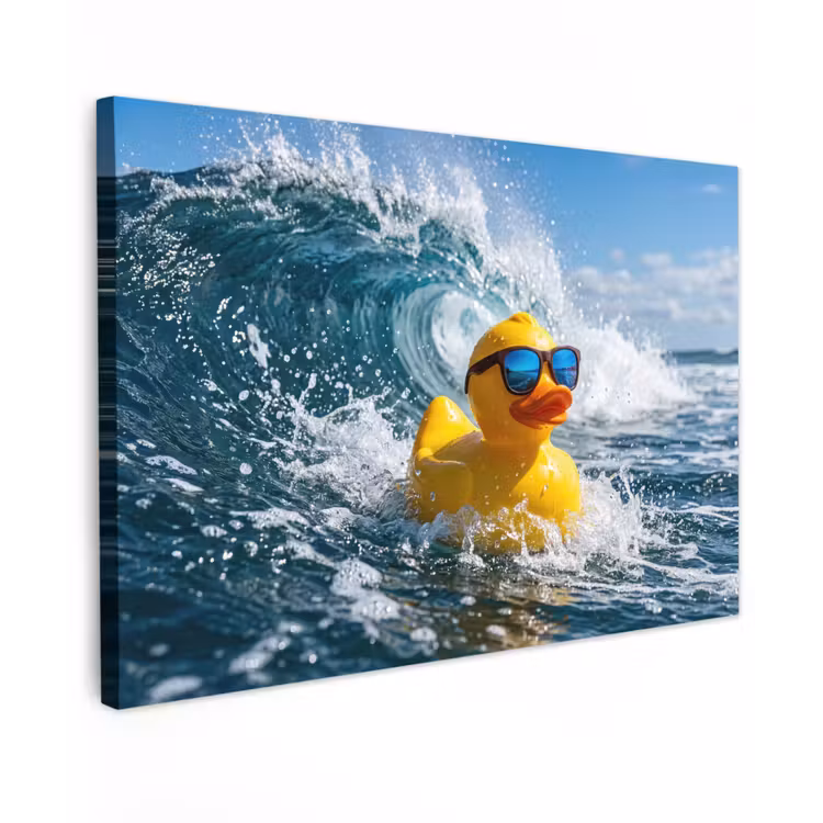 Badeend - Stoer - Golven canvas 2cm klein -z3d