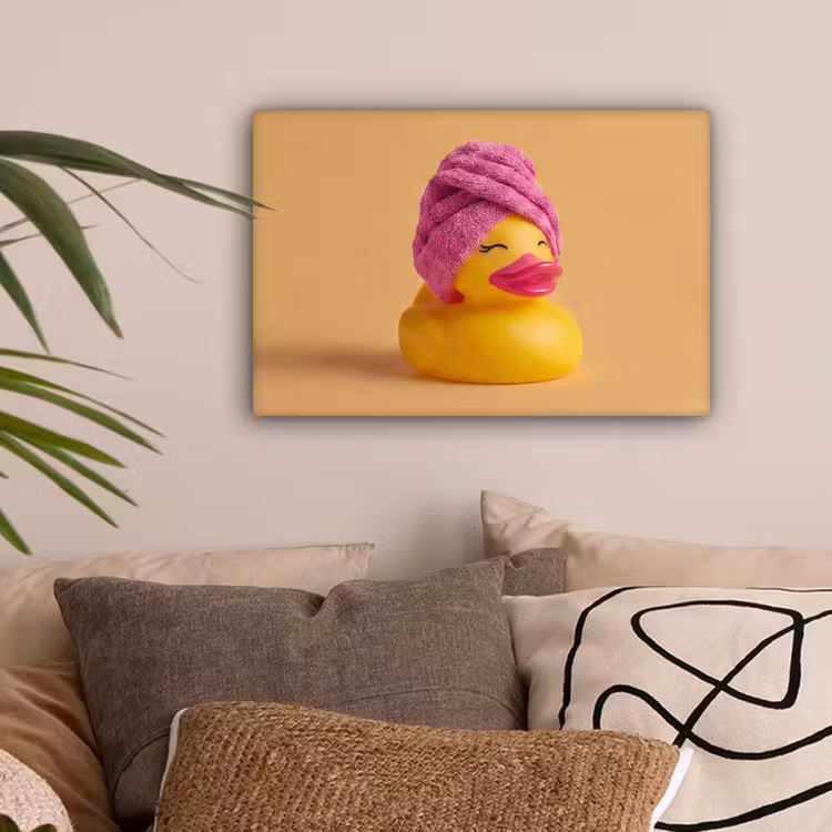 Badeend - Handdoek - Kleurrijk canvas 2cm klein -sfeer1