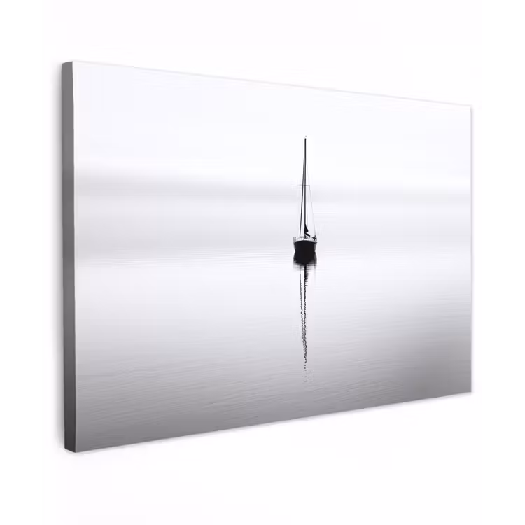 Zeilboot - Zwart - Water - Silhouet canvas 2cm klein -z3d
