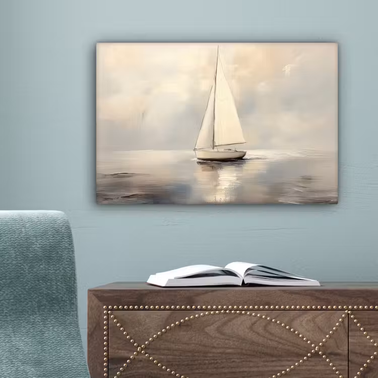 Zeilschip - Zee - Bewolkt canvas 2cm klein -sfeer4