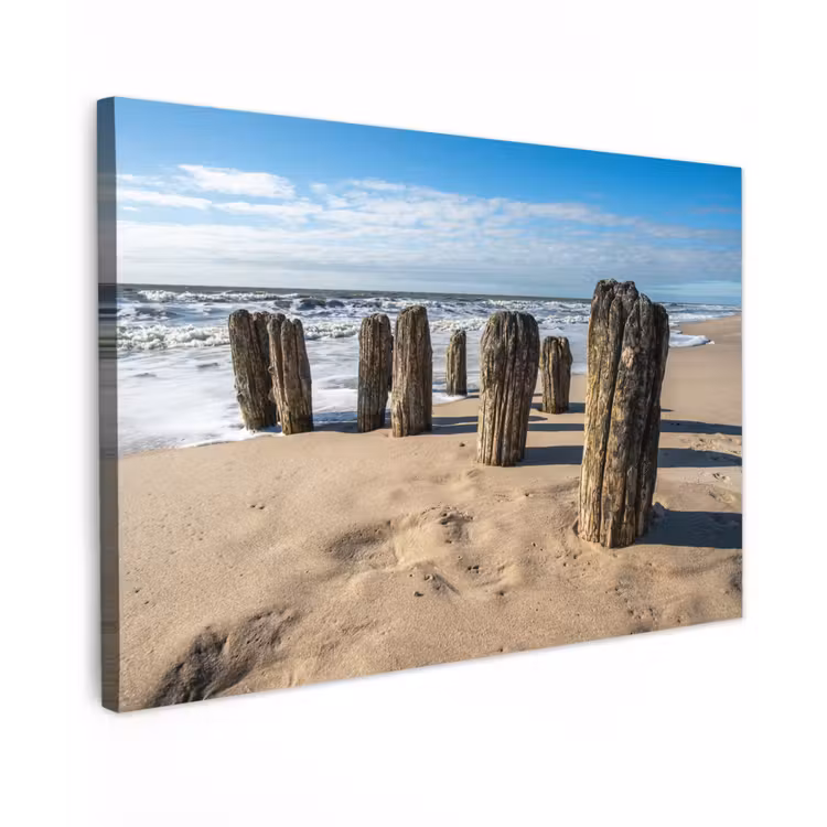 Zand - Strand - Paal - Water - Zomer canvas 2cm klein -z3d