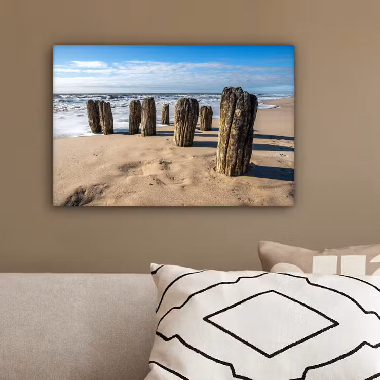 Zand - Strand - Paal - Water - Zomer canvas 2cm klein -sfeer3