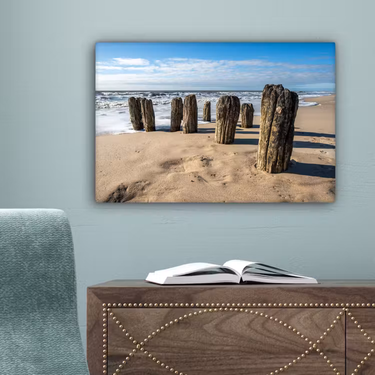 Zand - Strand - Paal - Water - Zomer canvas 2cm klein -sfeer4