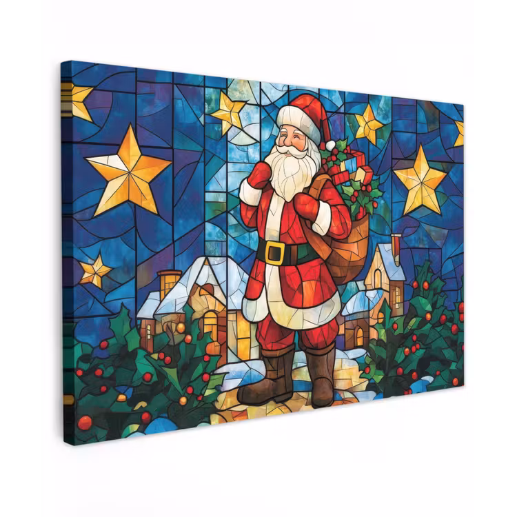 Kerstman - Glas - Kleurrijk canvas 2cm klein -z3d
