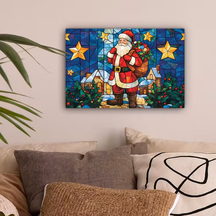 Kerstman - Glas - Kleurrijk canvas 2cm klein -sfeer1