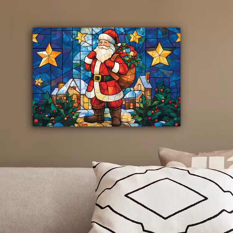 Kerstman - Glas - Kleurrijk canvas 2cm klein -sfeer3