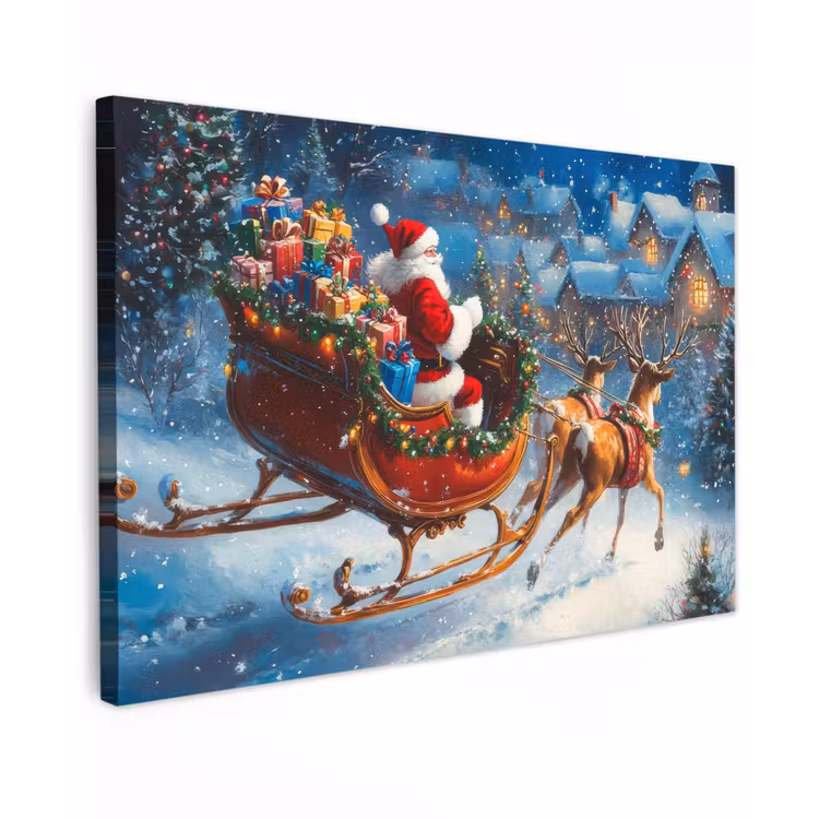 Kerstman - Rendier - Kerst - Sneeuw canvas 2cm klein -z3d