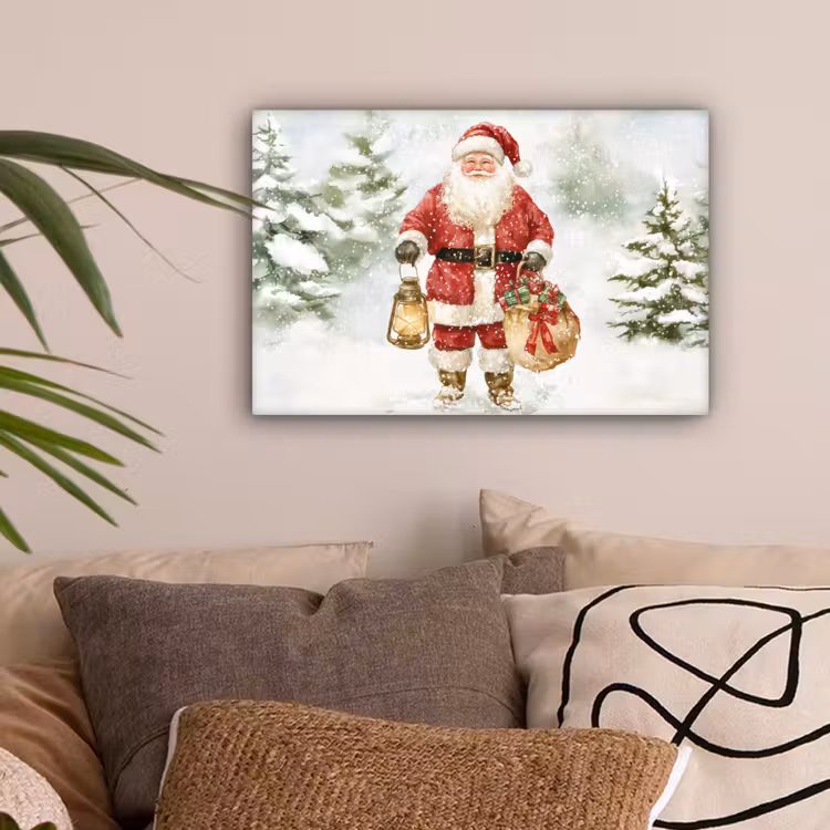 Kerstman- Winter - Sneeuw - Wit - Rood canvas 2cm klein -sfeer1