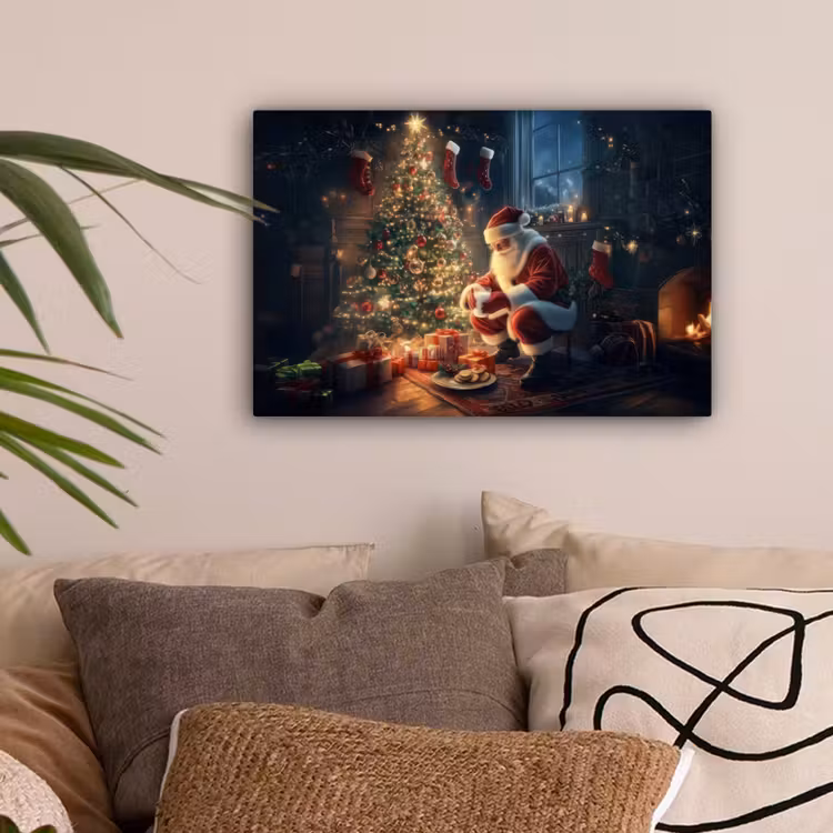 Kerstman - Haard - Donker canvas 2cm klein -sfeer1