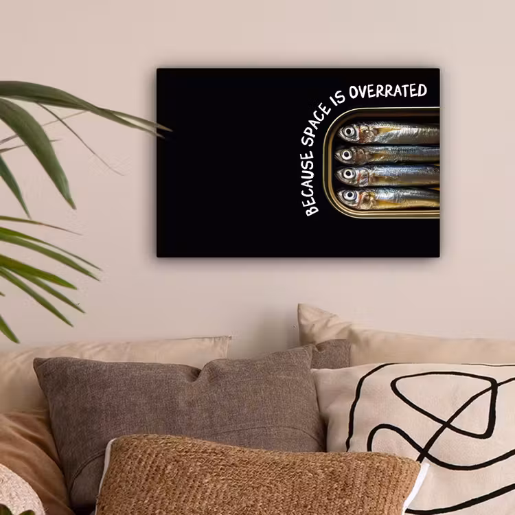 Sardines - Tekst - Vis - Blik canvas 2cm klein -sfeer1