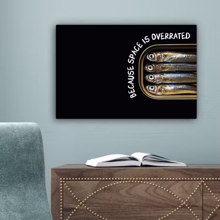 Sardines - Tekst - Vis - Blik canvas 2cm klein -sfeer4