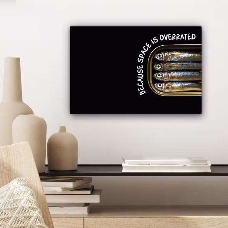 Sardines - Tekst - Vis - Blik canvas 2cm klein -sfeer6