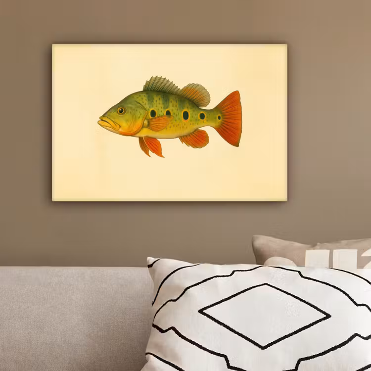Schubben - Vis - Groen - Illustratie canvas 2cm klein -sfeer3