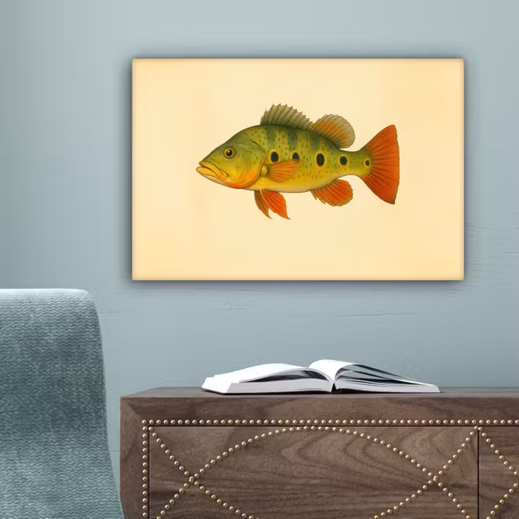 Schubben - Vis - Groen - Illustratie canvas 2cm klein -sfeer4