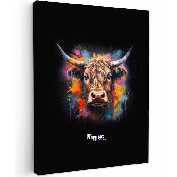 Schotse hooglander als graffiti art canvas 2cm klein -z3d