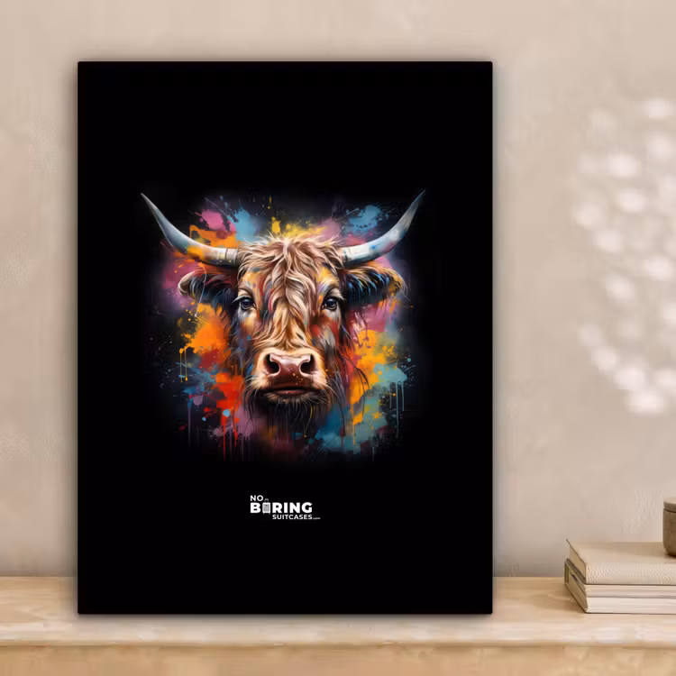 Schotse hooglander als graffiti art canvas 2cm klein -sfeer1