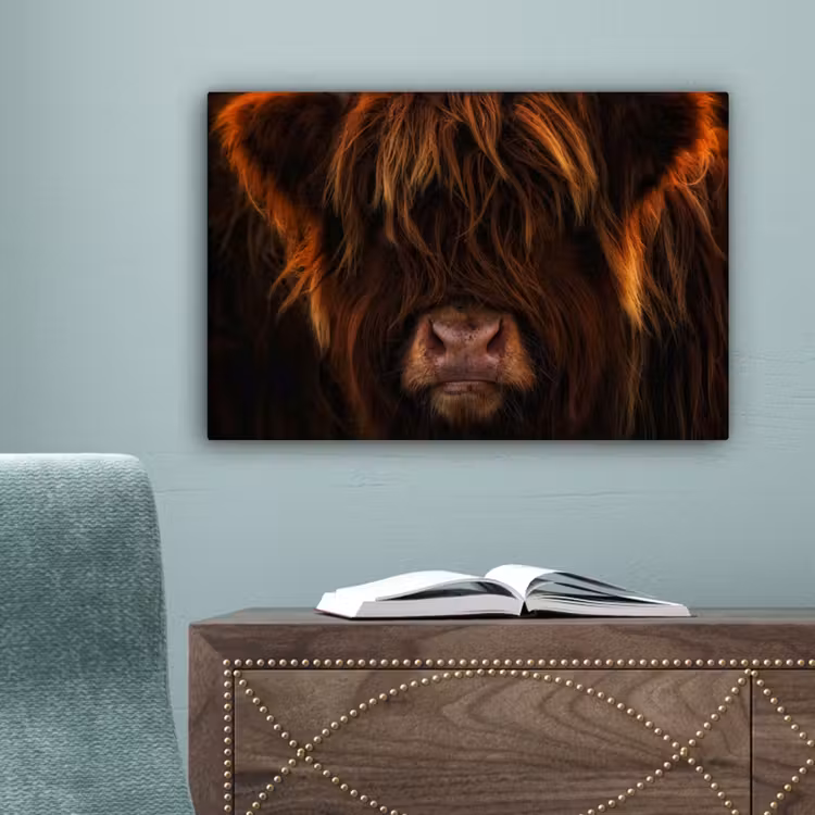 Schotse Hooglander - Koe - Portret - Dieren canvas 2cm klein -sfeer4