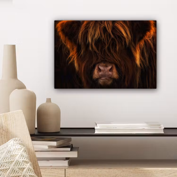 Schotse Hooglander - Koe - Portret - Dieren canvas 2cm klein -sfeer6