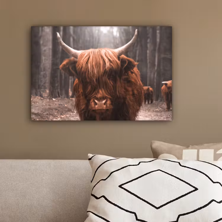 Schotse hooglander - Bos - Koe - Dieren - Natuur canvas 2cm klein -sfeer3
