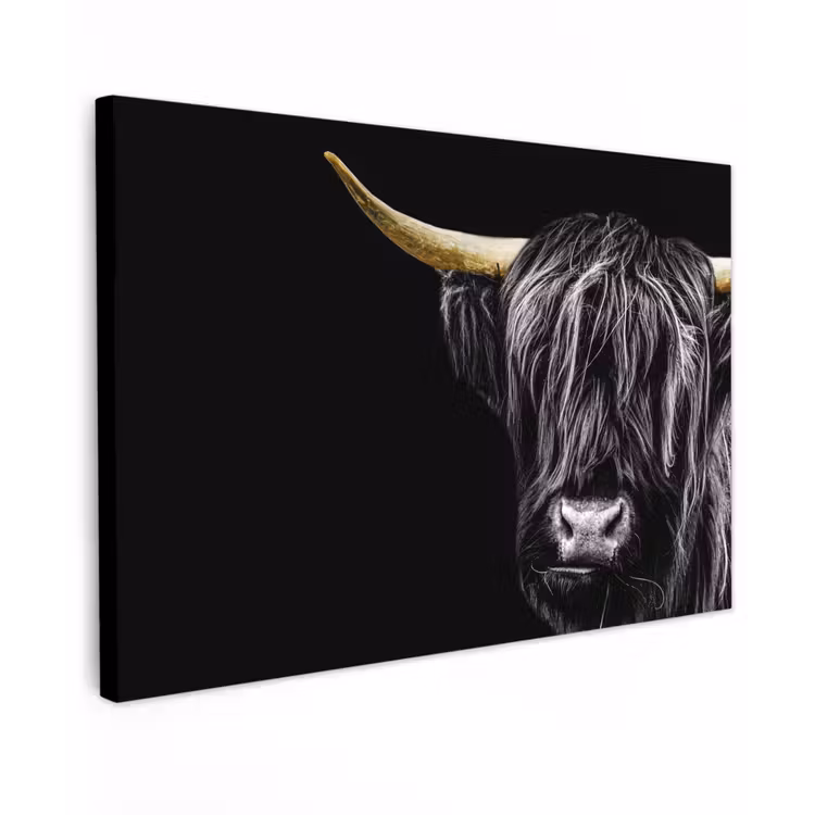 Schotse hooglander - Goud - Vacht - Dieren - Koe canvas 2cm klein -z3d