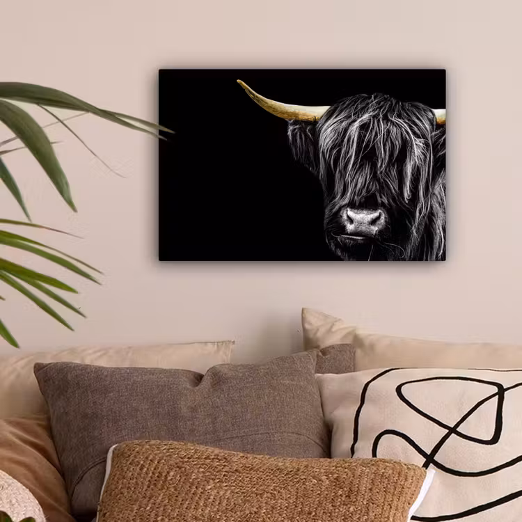 Schotse hooglander - Goud - Vacht - Dieren - Koe canvas 2cm klein -sfeer1