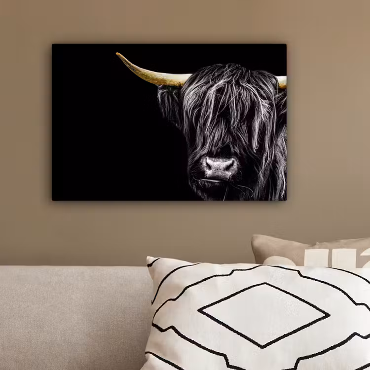 Schotse hooglander - Goud - Vacht - Dieren - Koe canvas 2cm klein -sfeer3