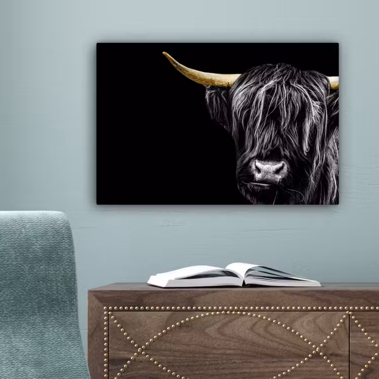 Schotse hooglander - Goud - Vacht - Dieren - Koe canvas 2cm klein -sfeer4