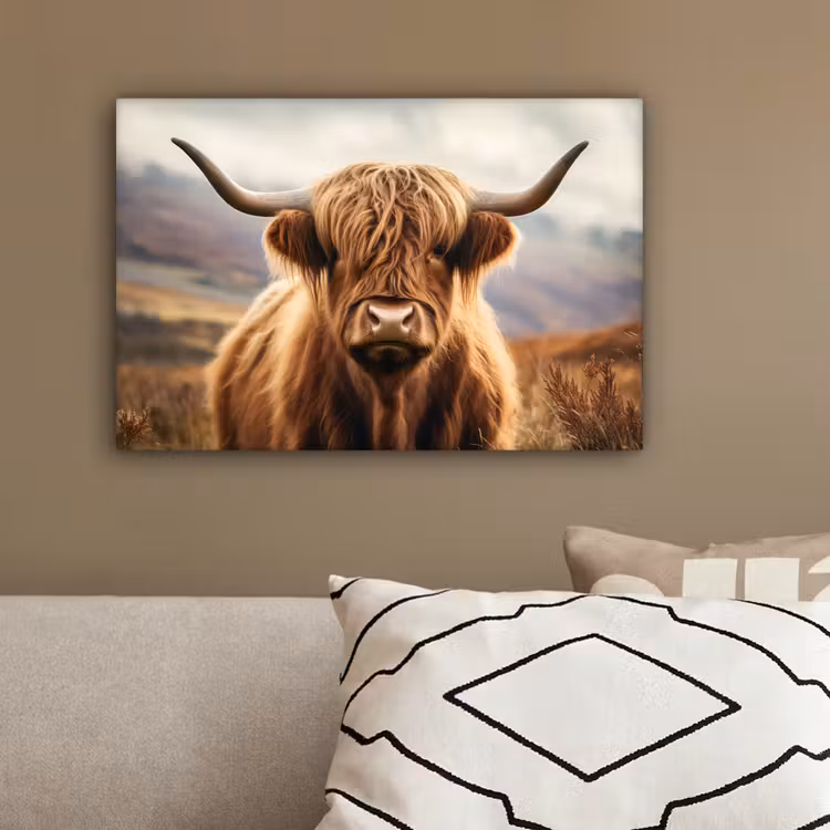 Schotse hooglander - Landschap - Dier canvas 2cm klein -sfeer3
