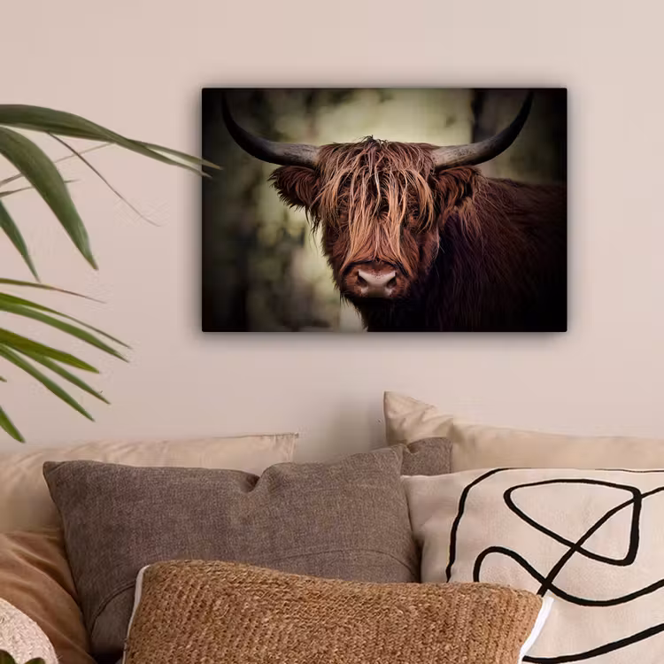 Schotse hooglander - Licht - Portret - Natuur canvas 2cm klein -sfeer1