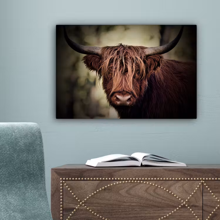Schotse hooglander - Licht - Portret - Natuur canvas 2cm klein -sfeer4