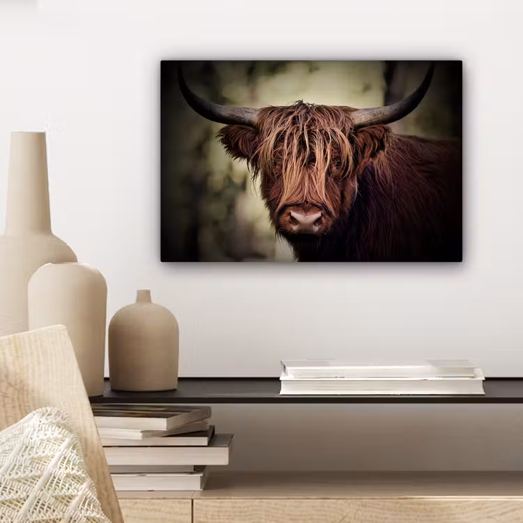 Schotse hooglander - Licht - Portret - Natuur canvas 2cm klein -sfeer6