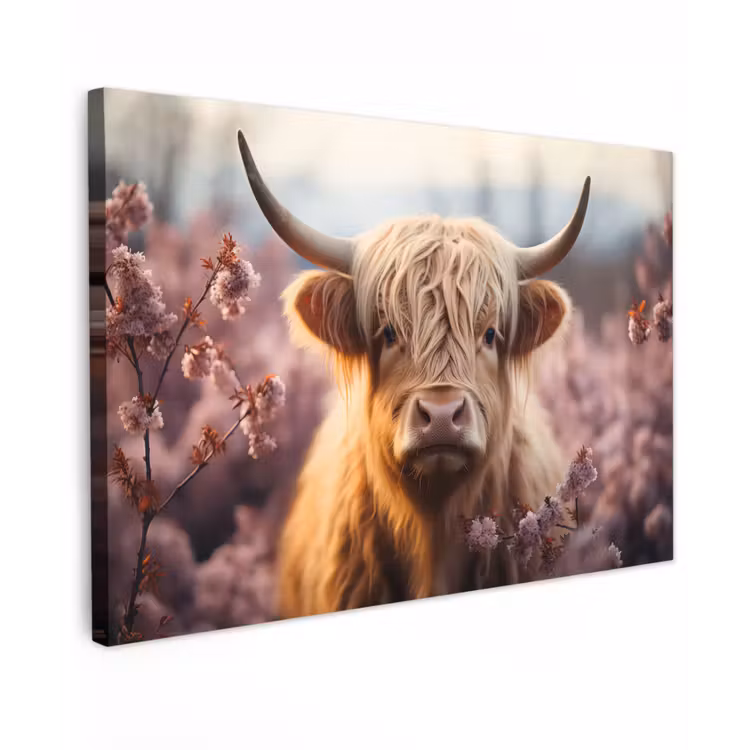Schotse hooglander - Lente - Hooglanden canvas 2cm klein -z3d