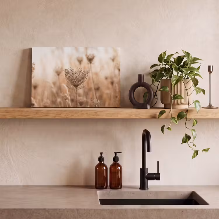 Schermbloem - Droogbloem - Winter - Beige - Minimalistisch canvas 2cm klein -sfeer3