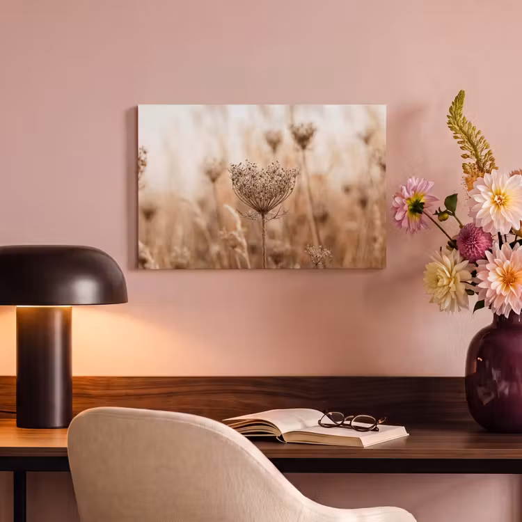 Schermbloem - Droogbloem - Winter - Beige - Minimalistisch canvas 2cm klein -sfeer4
