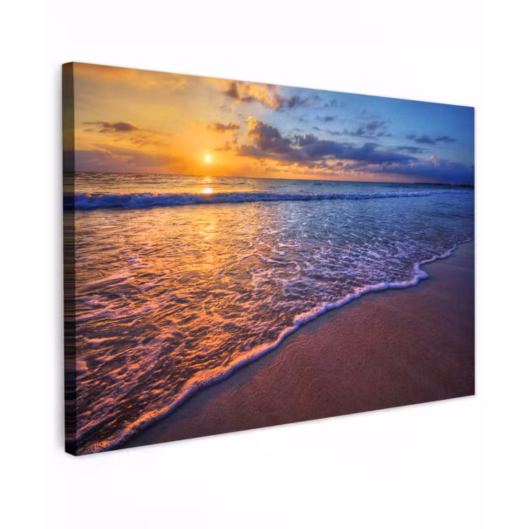 Zee - Strand - Zonsondergang - Wolken - Horizon canvas 2cm klein -z3d