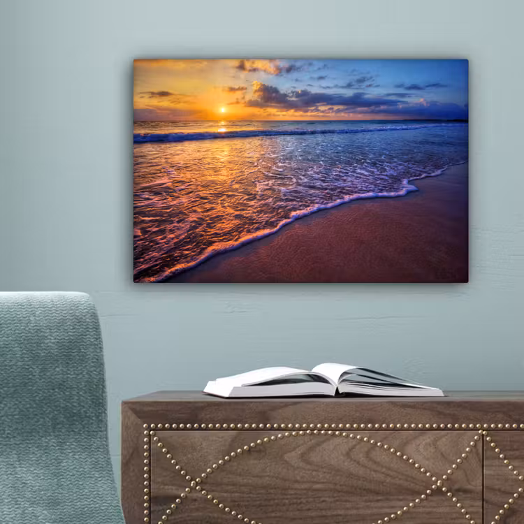 Zee - Strand - Zonsondergang - Wolken - Horizon canvas 2cm klein -sfeer4