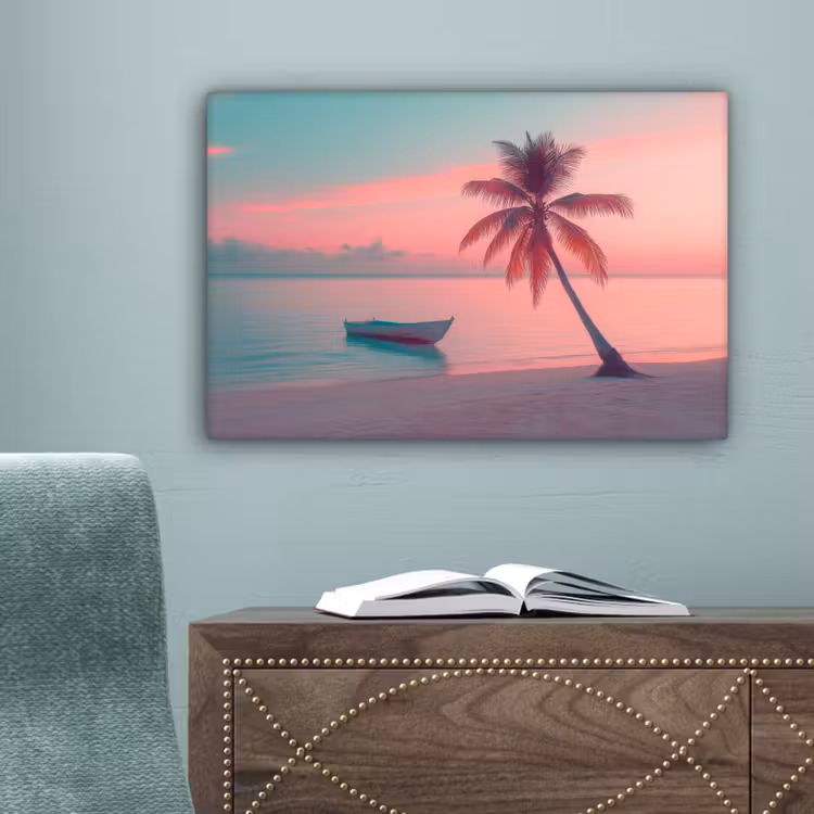Zee - Boot - Zonsondergang canvas 2cm klein -sfeer4