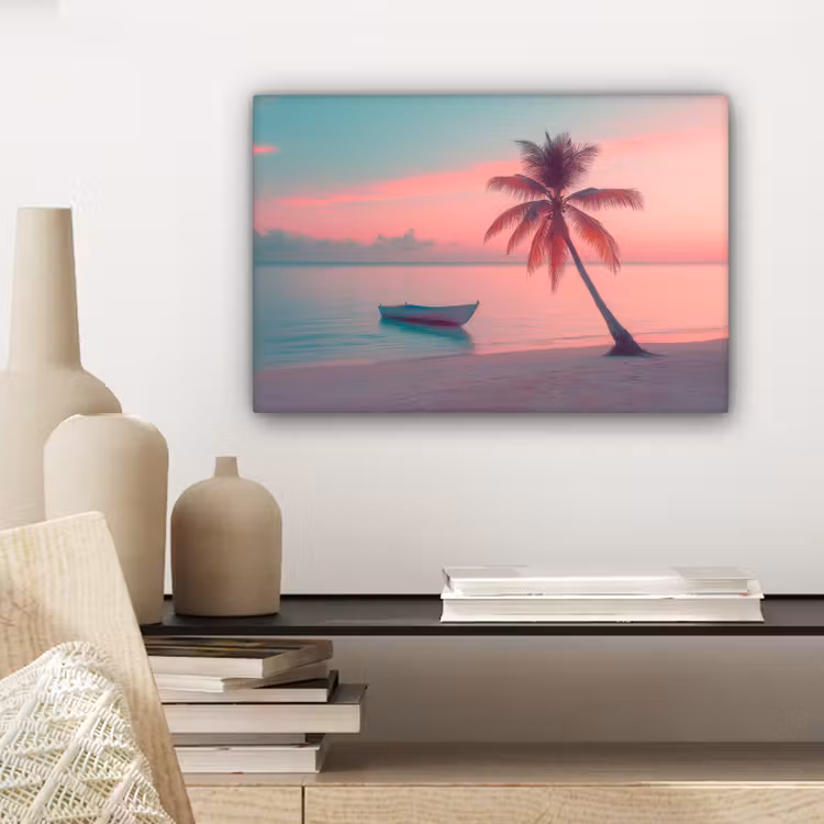 Zee - Boot - Zonsondergang canvas 2cm klein -sfeer6