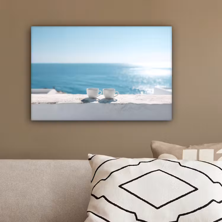 Zee - Koffiekopjes - Zomers canvas 2cm klein -sfeer3