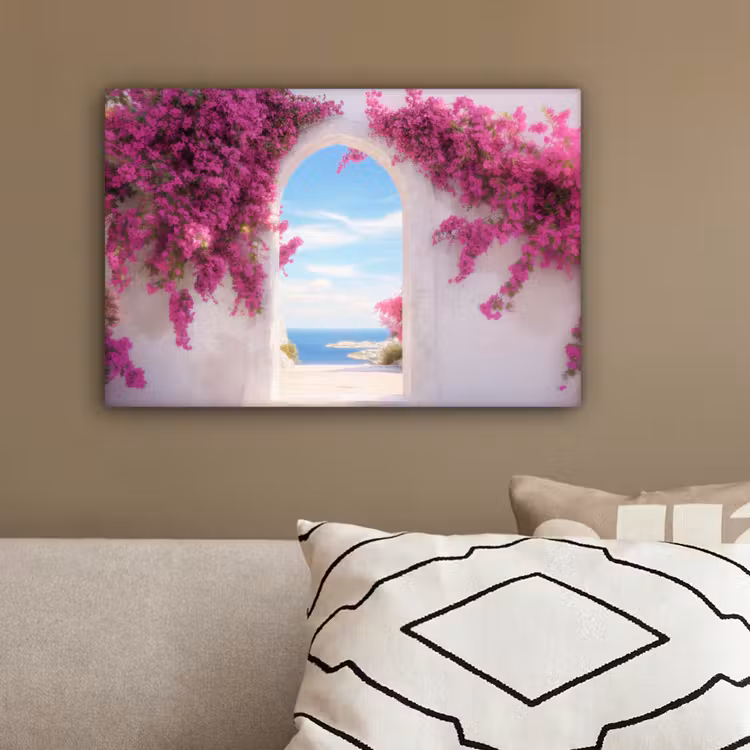 Zee - Roze - Bloemen - Poort canvas 2cm klein -sfeer3