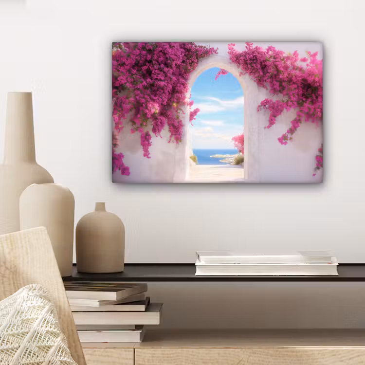 Zee - Roze - Bloemen - Poort canvas 2cm klein -sfeer6
