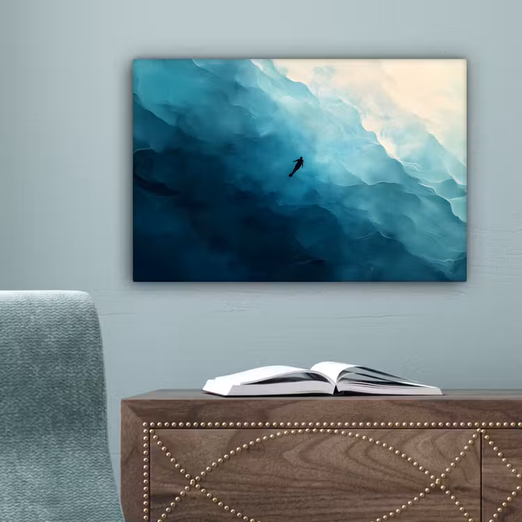 Zee - Silhouet - Abstract - Blauw canvas 2cm klein -sfeer4