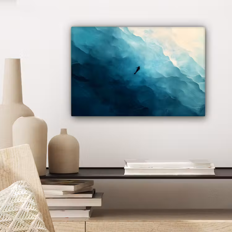 Zee - Silhouet - Abstract - Blauw canvas 2cm klein -sfeer6