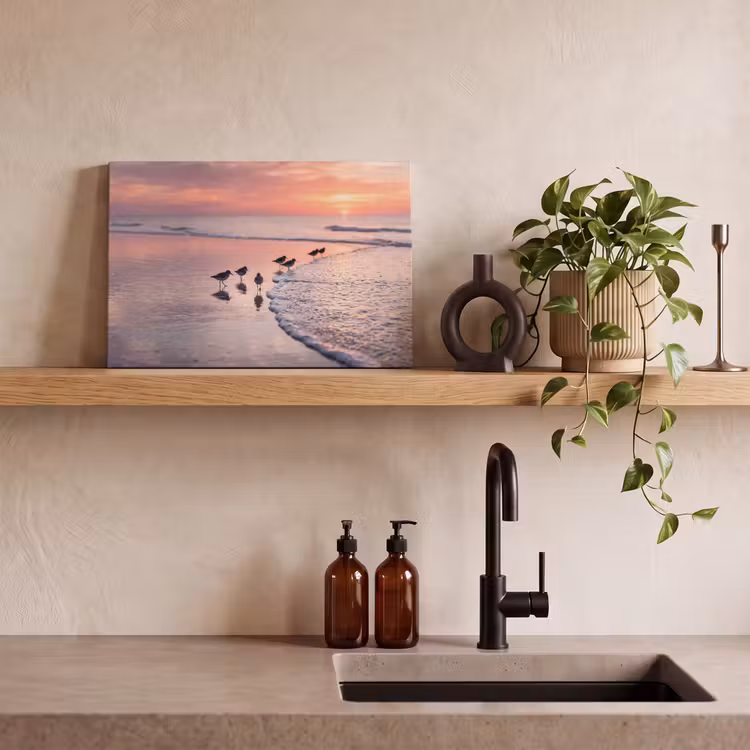 Meeuwen - Strand - Zee - Roze canvas 2cm klein -sfeer3