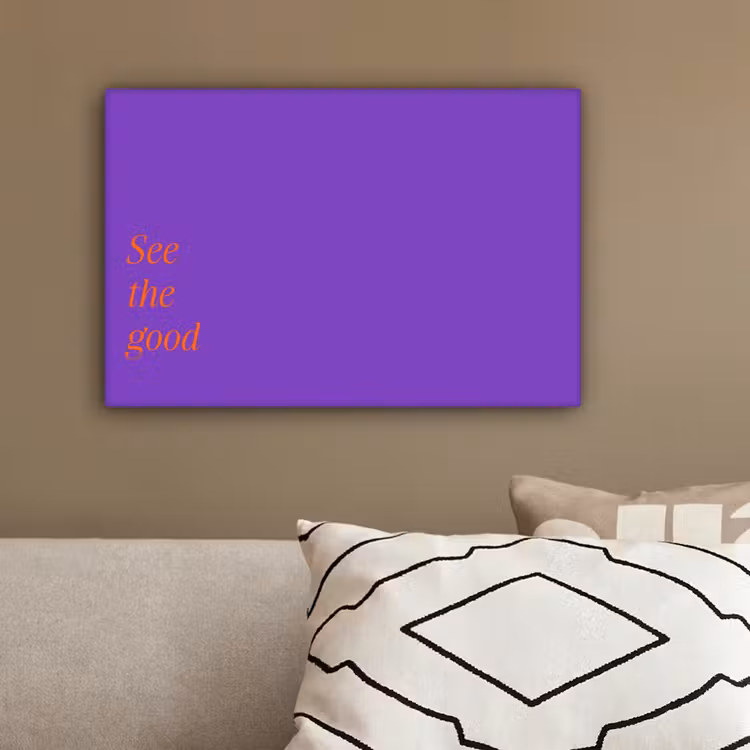 See the good - Oranje - Paars canvas 2cm klein -sfeer3