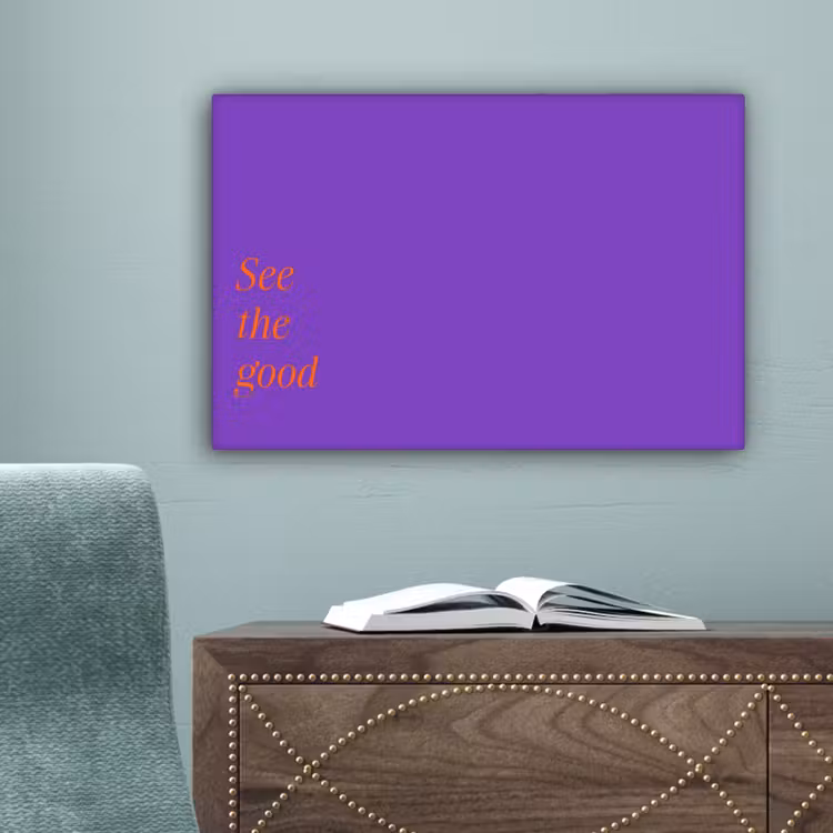 See the good - Oranje - Paars canvas 2cm klein -sfeer4