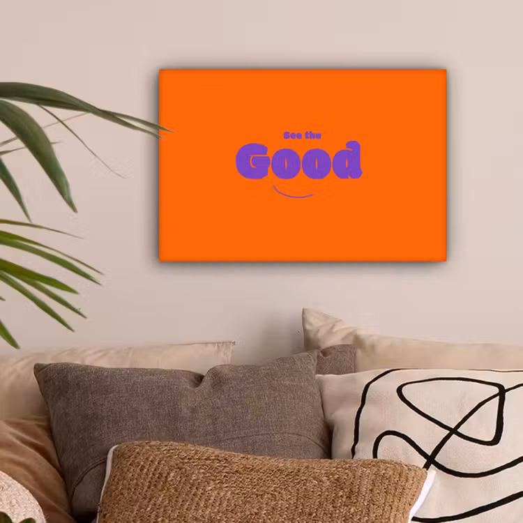 See the good - Paars - Oranje - Smiley canvas 2cm klein -sfeer1