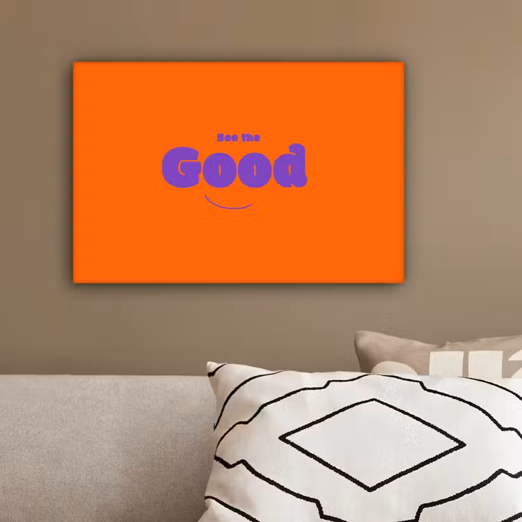 See the good - Paars - Oranje - Smiley canvas 2cm klein -sfeer3