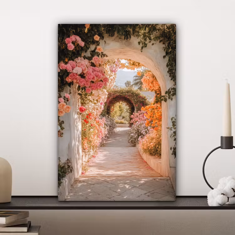Doorkijk - Boog - Bloemen - Pastel canvas 2cm klein -sfeer6