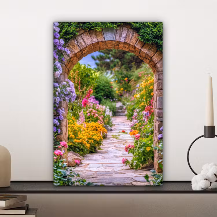 Doorkijk - Bloemen - Pad - Natuur canvas 2cm klein -sfeer6
